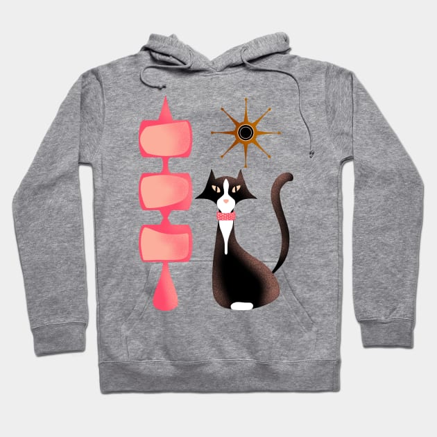 Retro Tuxedo Cat Hoodie by ksrogersdesigns